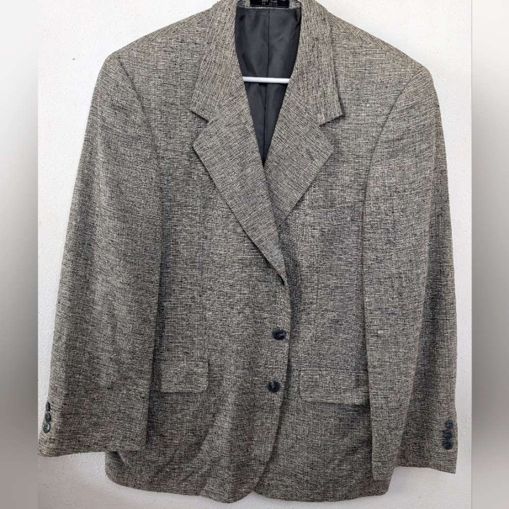 Vintage Barrington Blazer Mens S 42 Black White 100% Silk Dress Jacket
